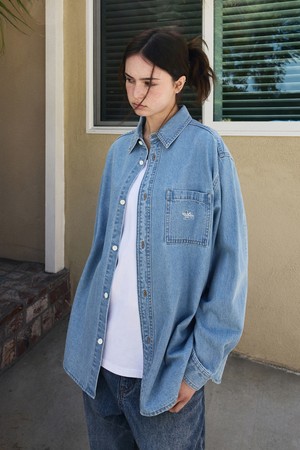 플루크 포켓 로고 데님 셔츠 FLS213 / 2Color