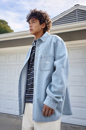 플루크 포켓 로고 데님 셔츠 FLS213 / 2Color