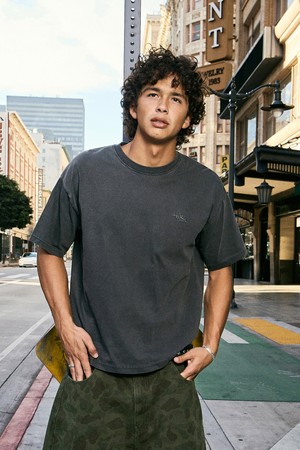 크롭 슬램 로고 피그먼트 반팔 티셔츠 FST752C / 5Color