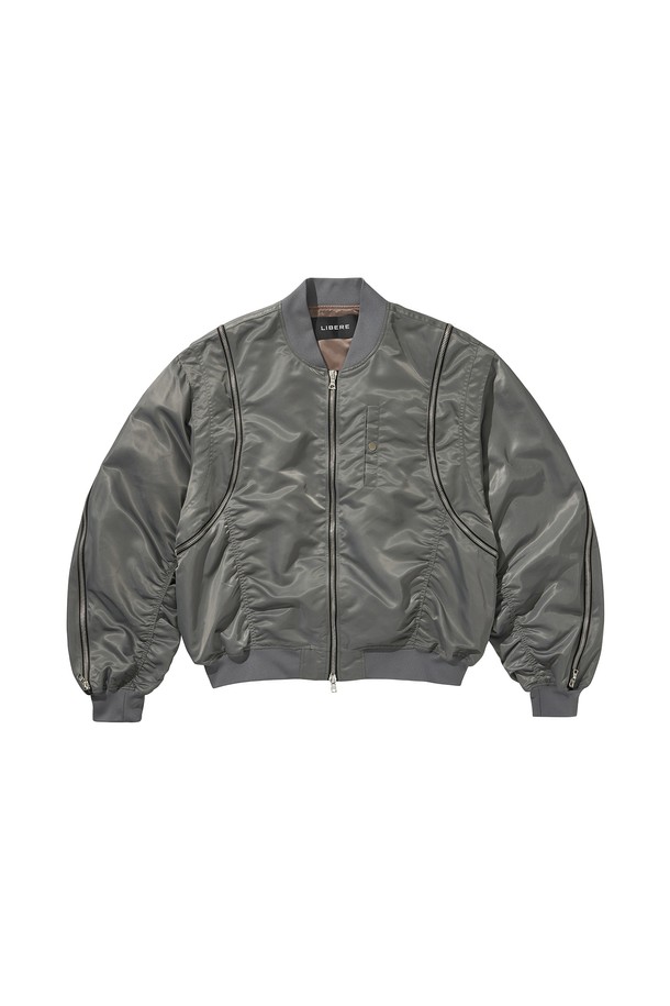 LIBEREKOREA - 블루종/점퍼 - CURVED MA-1 JACKET / GRAY