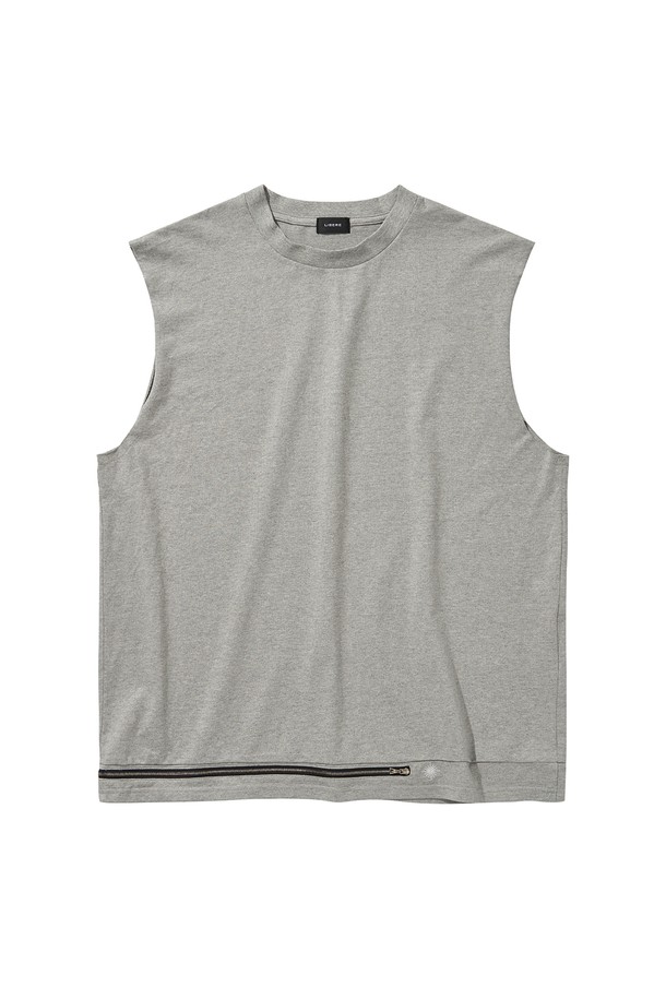 LIBEREKOREA - 반팔티셔츠 - ZIP SLEEVELESS TOP / GRAY