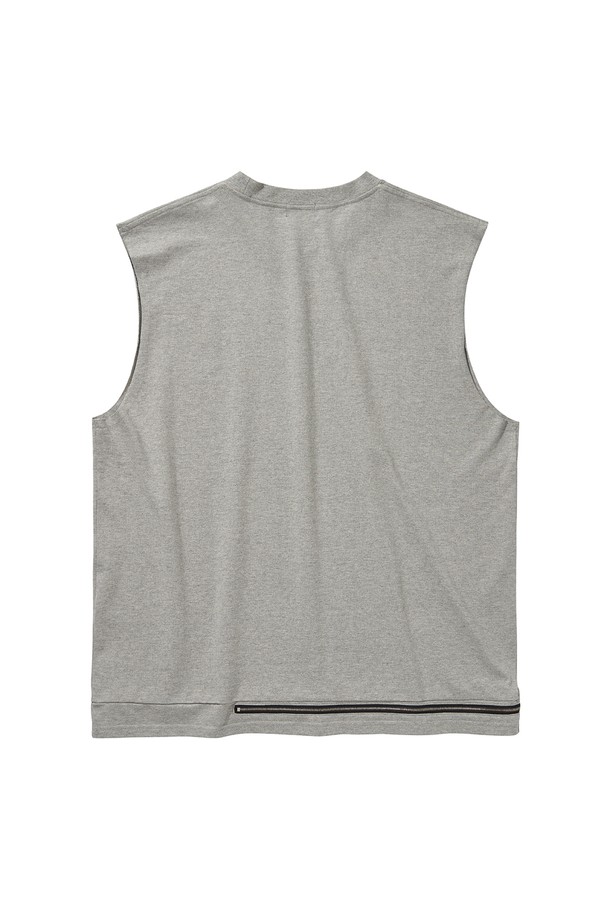 LIBEREKOREA - 반팔티셔츠 - ZIP SLEEVELESS TOP / GRAY