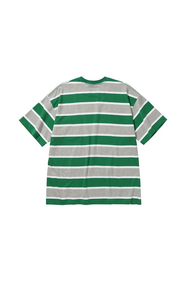 LIBEREKOREA - 반팔티셔츠 - BORDER POCKET SS TEE / GREEN