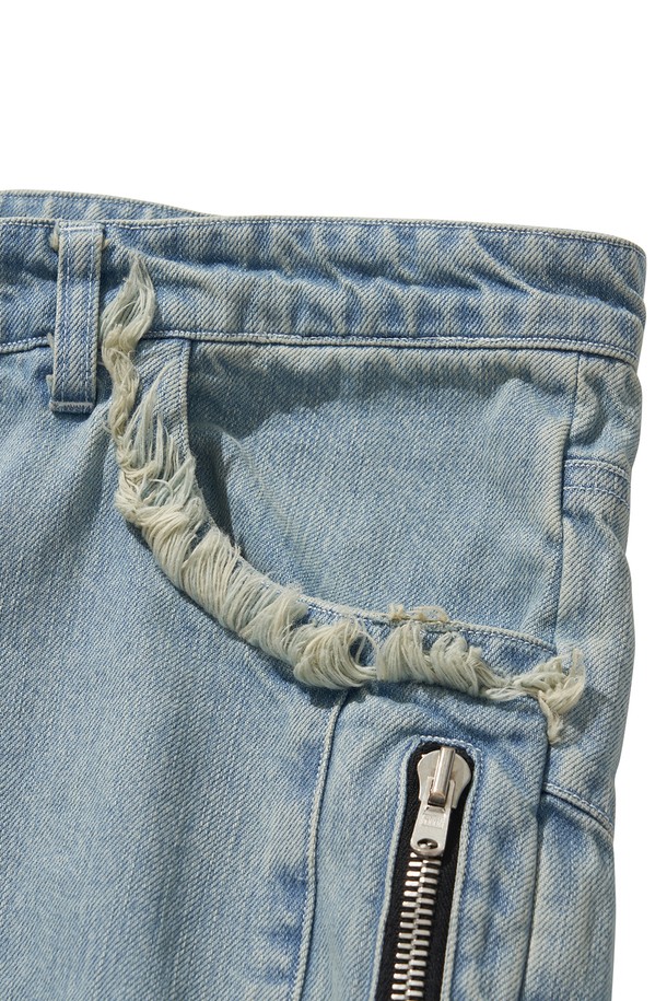 LIBEREKOREA - 데님 - DENIM BIKER BAGGY PANTS / BULE