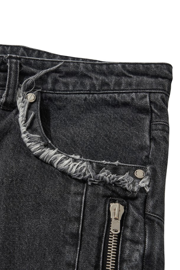 LIBEREKOREA - 데님 - DENIM BIKER BAGGY PANTS / BLACK