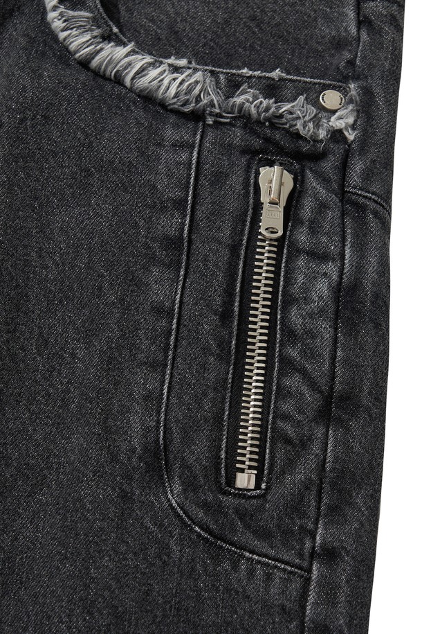 LIBEREKOREA - 데님 - DENIM BIKER BAGGY PANTS / BLACK