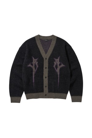 LOGO MOHAIR CARDIGAN / BLACK