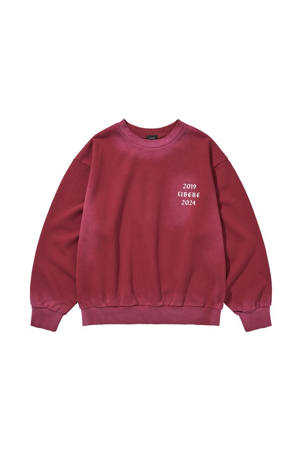 LIBEREKOREA - 스웨트셔츠 - GOTHIC LOGO CREWNECK SWEAT / BURGUNDY