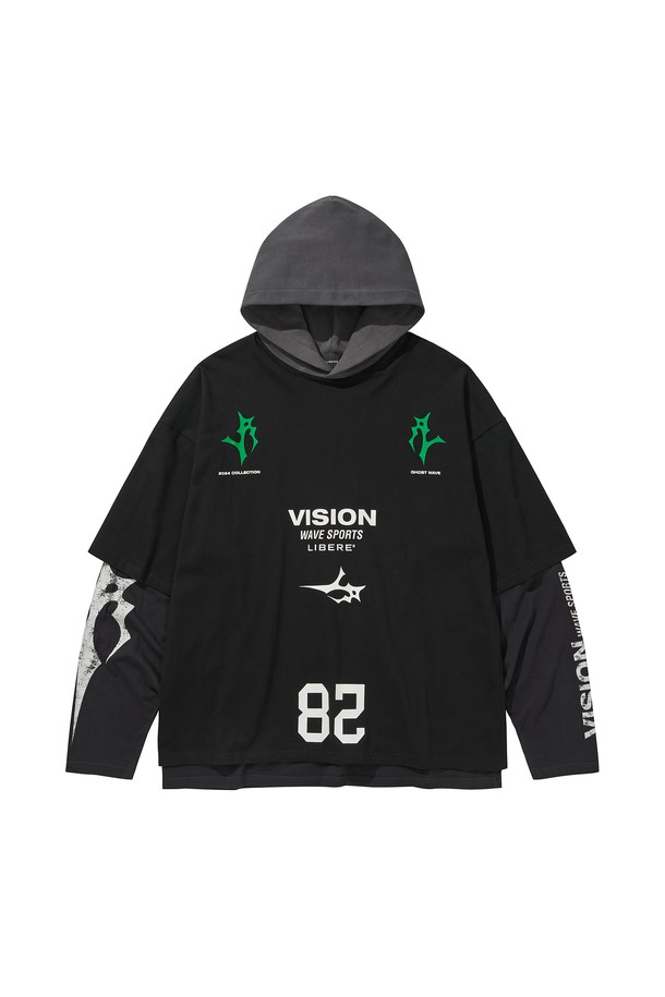 LIBEREKOREA - 후디 - 3 LAYERED HOODIE / BLACK