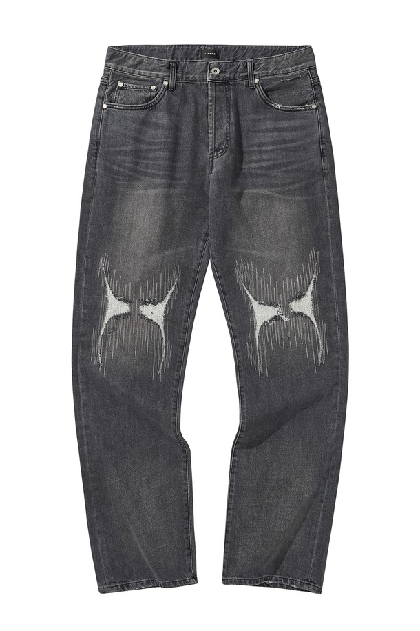 LIBEREKOREA - 데님 - WASHED DENIM PANTS / BLACK