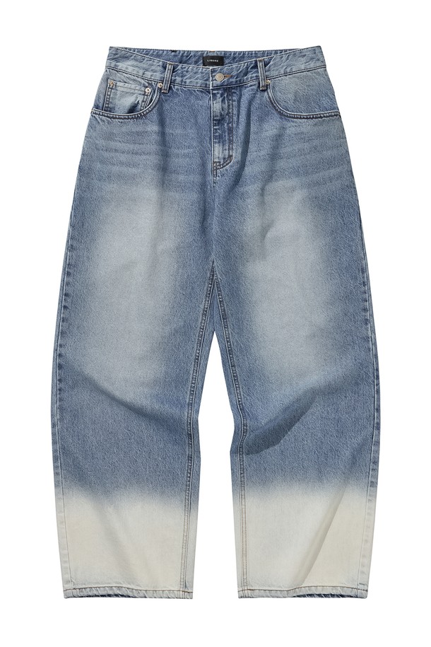 LIBEREKOREA - 데님 - BLEACHED WIDE BAGGY PANTS / BLUE