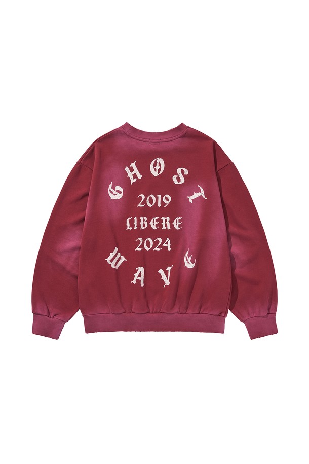 LIBEREKOREA - 스웨트셔츠 - GOTHIC LOGO CREWNECK SWEAT / BURGUNDY