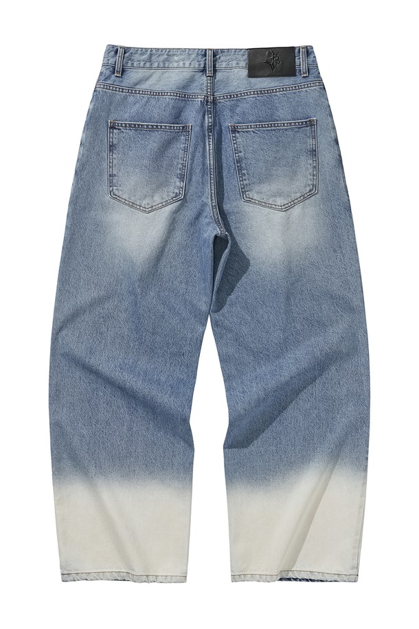 LIBEREKOREA - 데님 - BLEACHED WIDE BAGGY PANTS / BLUE