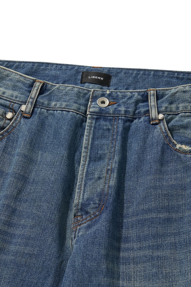 LIBEREKOREA - 데님 - WASHED DENIM PANTS / BLUE