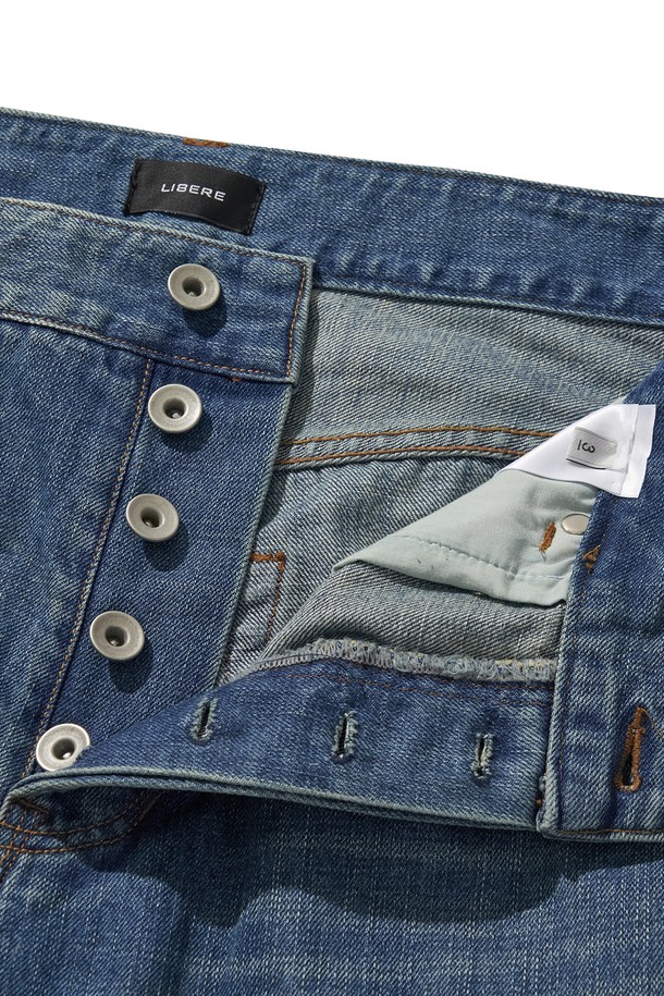 LIBEREKOREA - 데님 - WASHED DENIM PANTS / BLUE