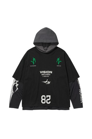 3 LAYERED HOODIE / BLACK