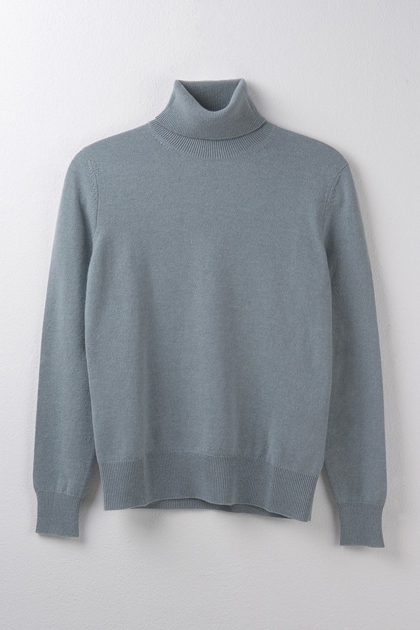 CALLAITE - 터틀넥 - [22FW] CASHMERE 100% HIGH NECK PULLOVER (BLUE)