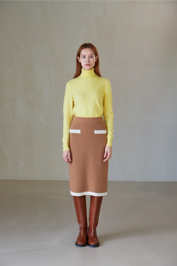 CALLAITE - 미디스커트 - [22FW] COLOR COMBI KNIT SKIRT