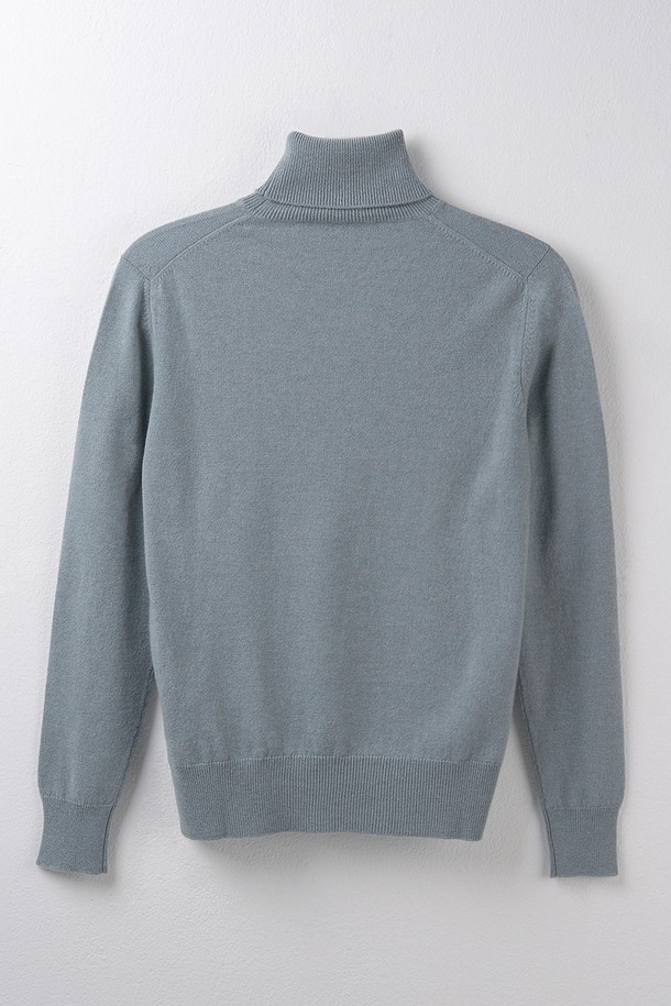 CALLAITE - 터틀넥 - [22FW] CASHMERE 100% HIGH NECK PULLOVER (BLUE)