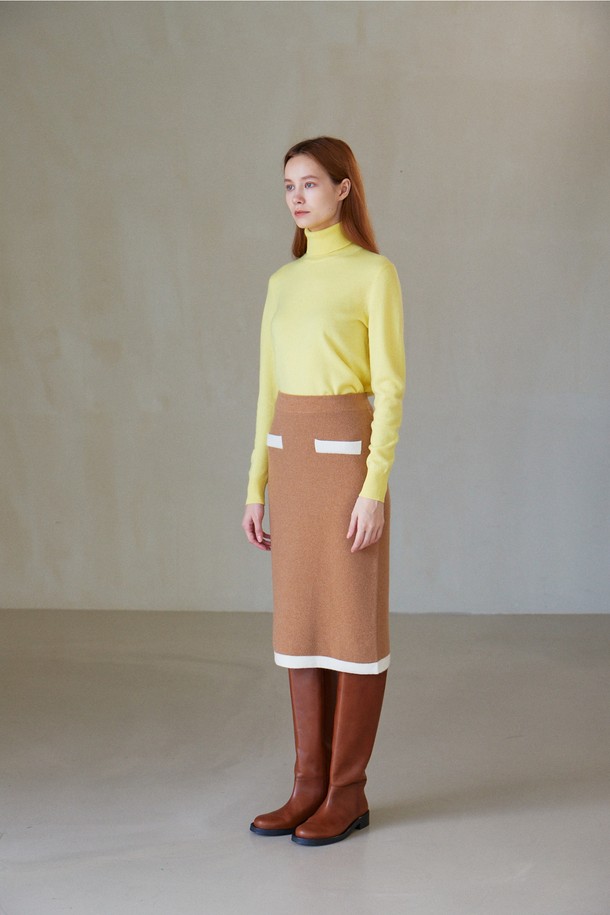 CALLAITE - 미디스커트 - [22FW] COLOR COMBI KNIT SKIRT