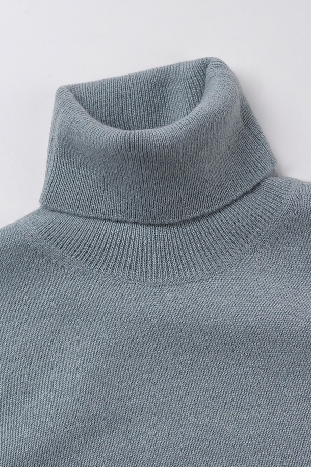 CALLAITE - 터틀넥 - [22FW] CASHMERE 100% HIGH NECK PULLOVER (BLUE)