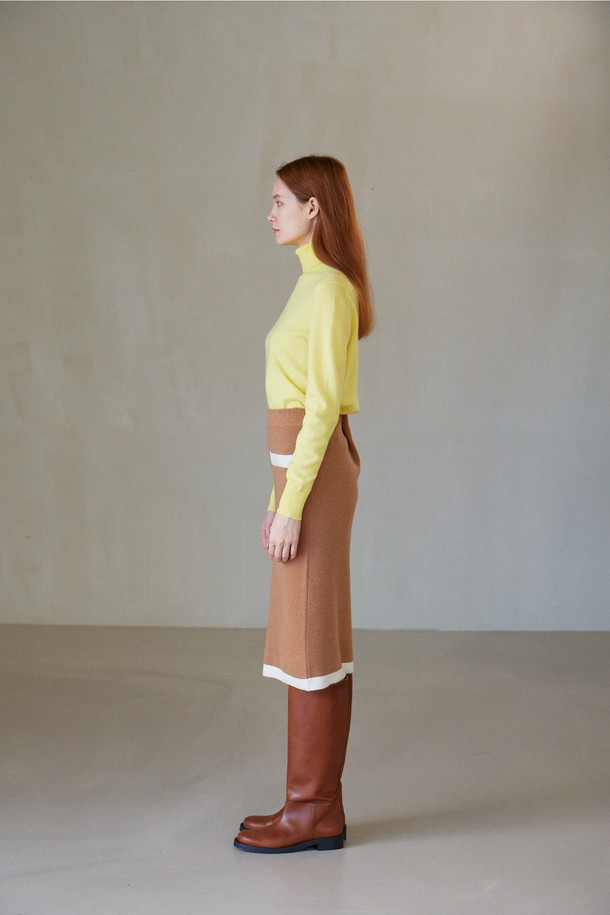 CALLAITE - 미디스커트 - [22FW] COLOR COMBI KNIT SKIRT