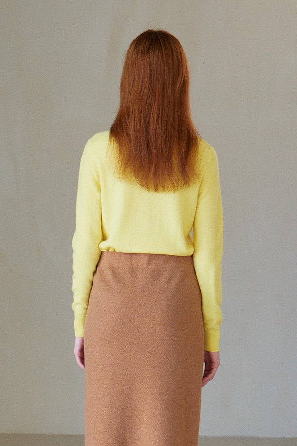 CALLAITE - 터틀넥 - [22FW] CASHMERE 100% HIGH NECK PULLOVER (YELLOW)