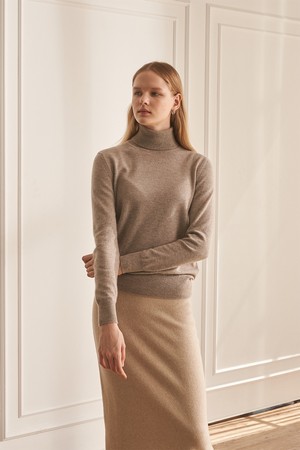 [22FW] CASHMERE 100% HIGH NECK PULLOVER (BEIGE)