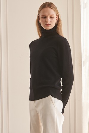 [22FW] CASHMERE 100% HIGH NECK PULLOVER (BLACK)