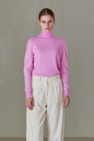 [22FW] CASHMERE 100% HIGH NECK PULLOVER (PINK)