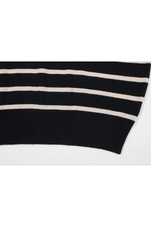 CALLAITE - 니트 / 가디건 - [23FW] Cashmere Stripe Open Collar Sweater