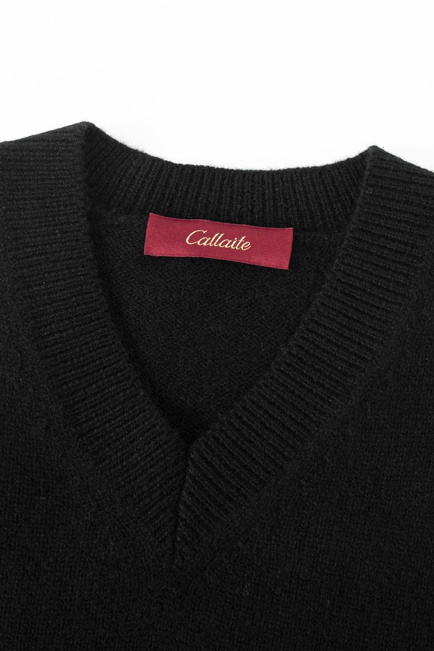 CALLAITE - 스웨터 - 칼레이트 100% 캐시미어 V-Neck 베스트 ( 3 컬러)