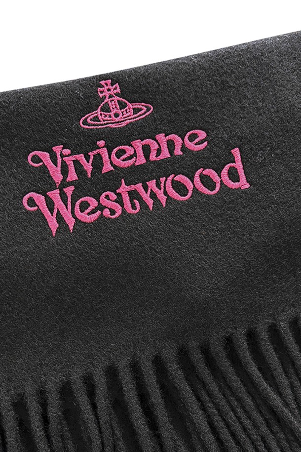 Vivienne Westwood - 스카프/머플러 - 비비안웨스트우드 자수 로고 울 머플러 목도리 블랙 81030007