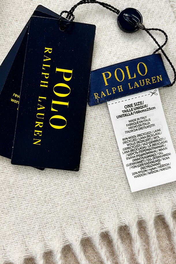 RALPH LAUREN - 스카프/머플러 - 폴로 랄프로렌 클래식 단색로고 양면 울 머플러 토프 크림 449959334