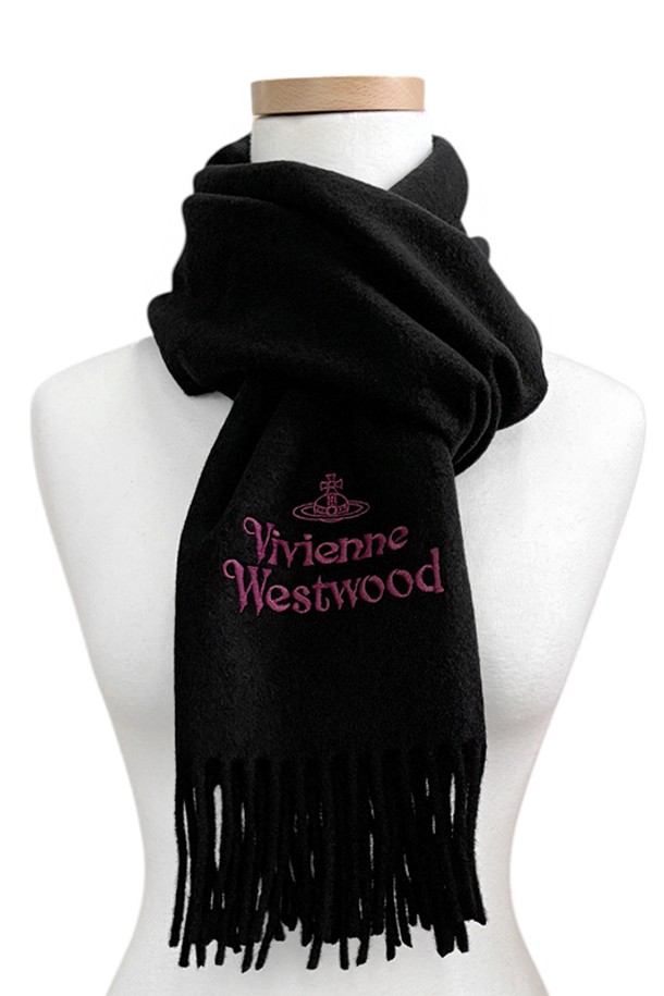 Vivienne Westwood - 스카프/머플러 - 비비안웨스트우드 자수 로고 울 머플러 목도리 블랙 81030007