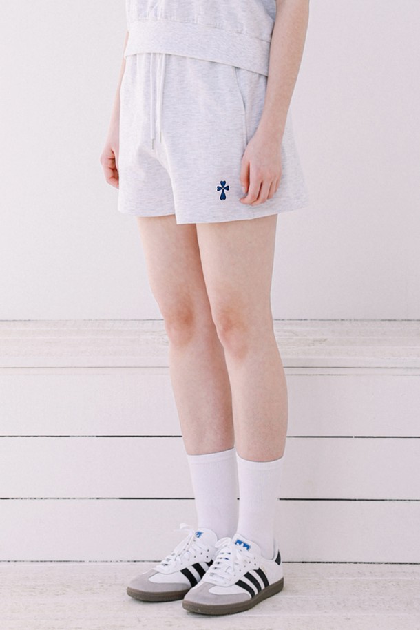 MACASITE - 쇼트팬츠 - Woman Hank Logo Shorts White Melange Gray