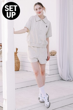 [SET] Women Hank Logo Half Zipup TEE Shorts Setup_ 3 color