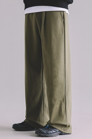 One-tuck banding wide sweat pants Khaki