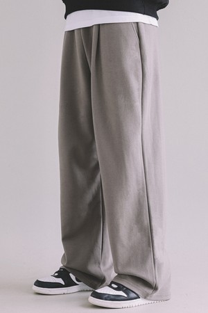 One-tuck banding wide sweat pants Charcoal gray