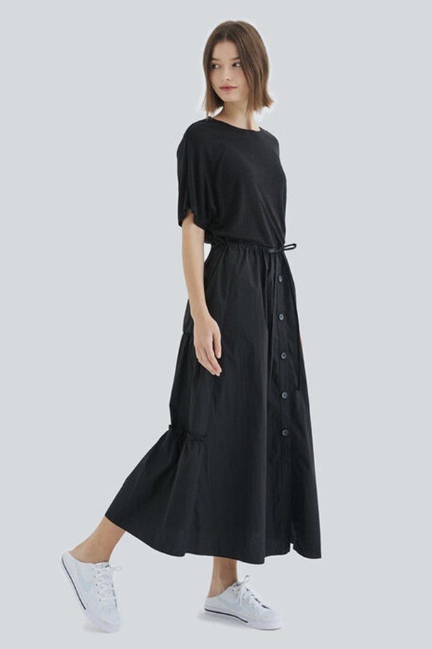 ENOUGH TIME -  - DRAWSTRING DRESS (BLACK)