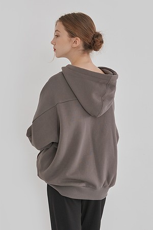 HALF ZIP UP HOOD TOP(DARK GRAY)