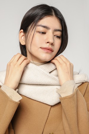 WOOL BLEND RIB MUFFLER(BEIGE)