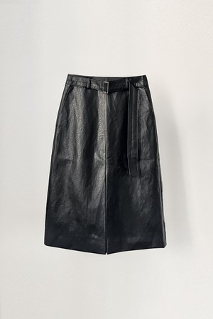 BELTED LEATHER SKIRT