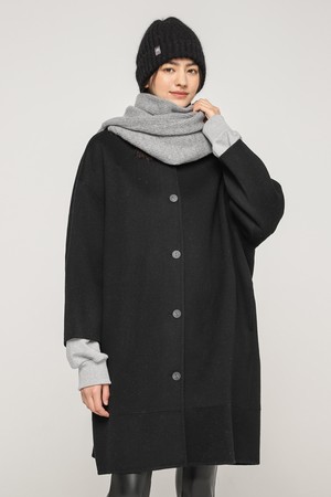 CASHMERE COLLARLESS COAT(BLACK)