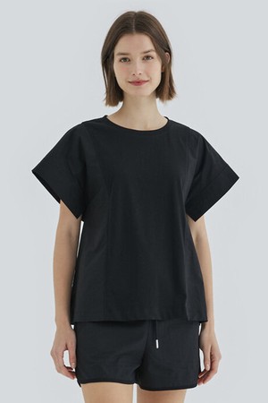 TEXTURE BLOCK BLOUSE (BLACK)