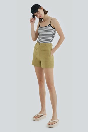 4 POCKET LINEN SHORTS (MUSTARD)