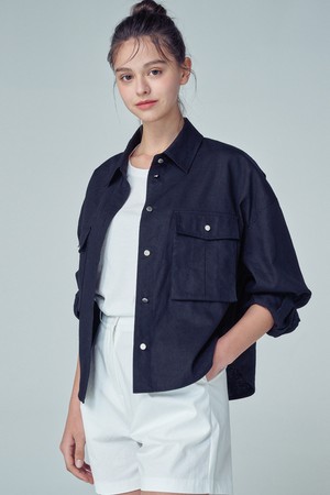 OUT POCKET LINEN JACKET (BLACK)