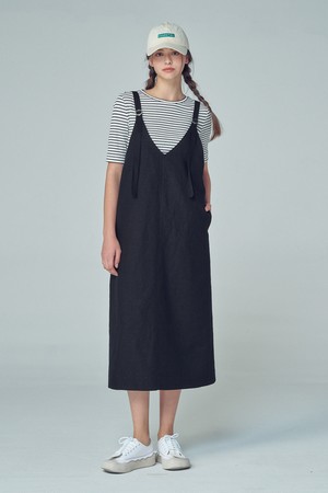 LINEN OVERALL DRESS (BLACK)