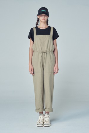 LINEN OVERALL PANTS (KHAKI BEIGE)