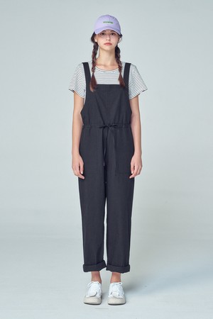 LINEN OVERALL PANTS (BLACK)